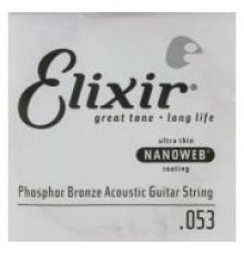 Elixir 14153 NANOWEB Отдельная струна для акустической гитары, фосфорная бронза, .053
