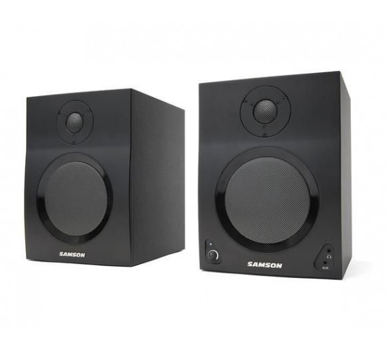 Samson MediaOne BT5 Bluetooth активные студийные мониторы, управление по Bluetooth, 5«НЧ+1»ВЧ, 2х20вт RMS, 50гц-23кгц, вес 11,34 кг, размер каждого 205х230х280 мм, цвет черный