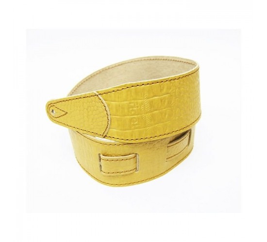 Fidel FL660327L11 Leather 11 Ремень для гитары, кожаный, горчица, тиснение рептилия
