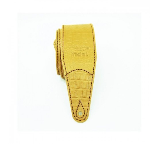 Fidel FL660327L11 Leather 11 Ремень для гитары, кожаный, горчица, тиснение рептилия