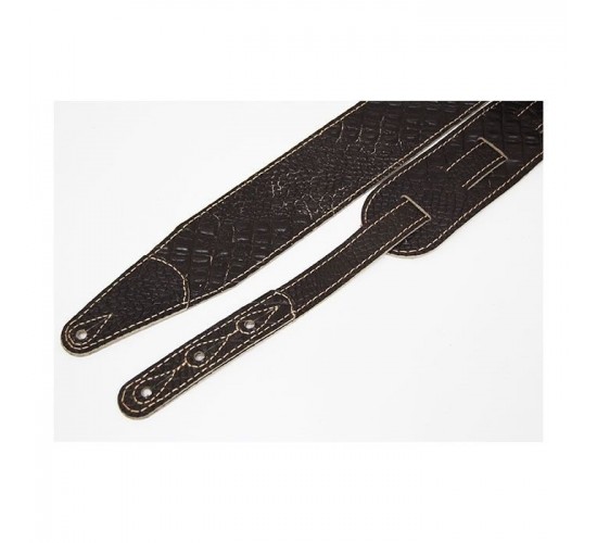 Fidel FL660337L11 Leather 11 Ремень для гитары, кожаный, черный кофе, тиснение рептилия