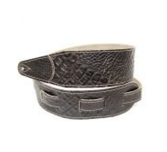 Fidel FL660337L11 Leather 11 Ремень для гитары, кожаный, черный кофе, тиснение рептилия