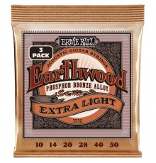 Ernie Ball 3550 набор из 3х комплектов для акуст.гитары Earthwood Extra Light Phosphor Br (10-50)