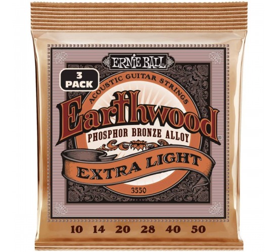 Ernie Ball 3550 набор из 3х комплектов для акуст.гитары Earthwood Extra Light Phosphor Br (10-50)