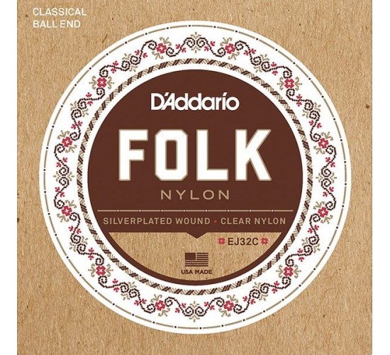 D'Addario EJ32C Folk Nylon Комплект струн для классической/акустической гитары, нейлон