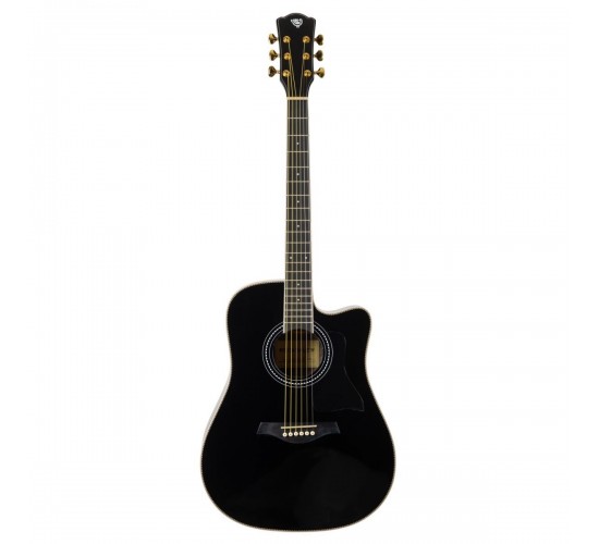 Rockdale Aurora D7 C BK Gloss акустическая гитара, дредноут, с вырезом, цвет черный