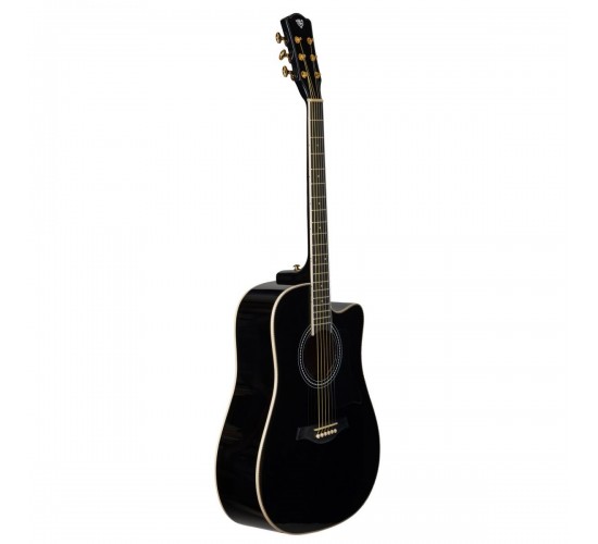 Rockdale Aurora D7 C BK Gloss акустическая гитара, дредноут, с вырезом, цвет черный