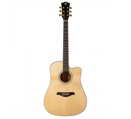 Rockdale Aurora D10 С NAT Solid акустическая гитара дредноут с вырезом, массив ели, цвет натуральный