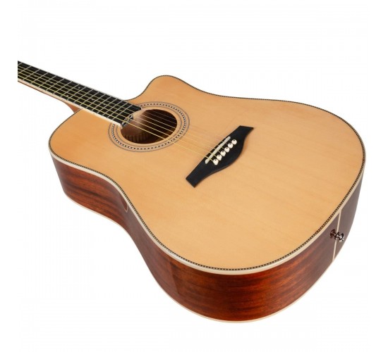 Rockdale Aurora D10 С NAT Solid акустическая гитара дредноут с вырезом, массив ели, цвет натуральный