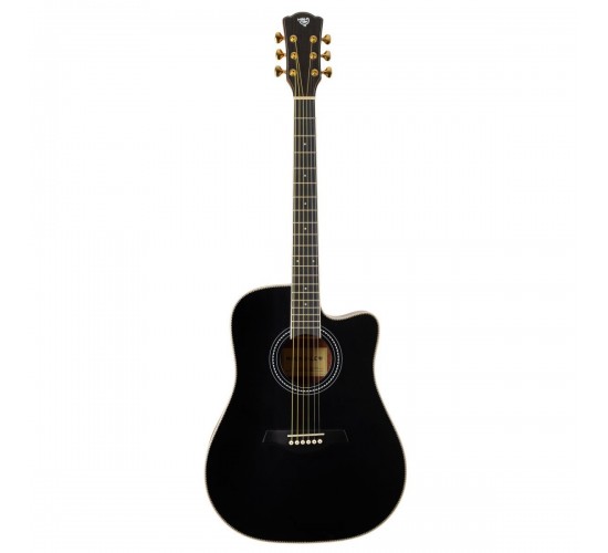 Rockdale Aurora D7 C BK Satin акустическая гитара дредноут с вырезом, цвет черный