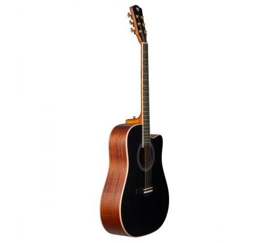 Rockdale Aurora D7 C BK Satin акустическая гитара дредноут с вырезом, цвет черный