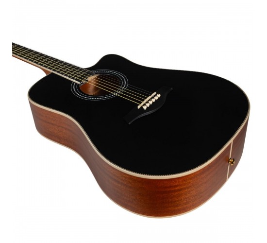 Rockdale Aurora D7 C BK Satin акустическая гитара дредноут с вырезом, цвет черный
