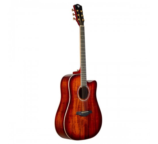 Rockdale Aurora D7 C Koa ASB акустическая гитара, дредноут с вырезом, цвет санберст
