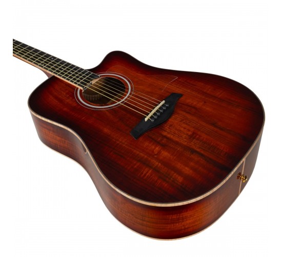 Rockdale Aurora D7 C Koa ASB акустическая гитара, дредноут с вырезом, цвет санберст