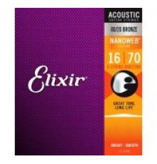 Elixir 11308 NANOWEB Комплект струн для акустической 8-струнной баритон гитары, бронза 80/20, 16-70