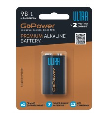 GoPower 00-00026400 Ultra Элемент питания Крона 6LR61 Alkaline 9В
