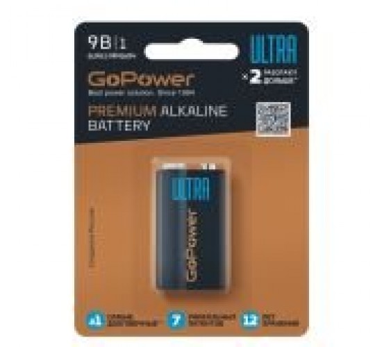 GoPower 00-00026400 Ultra Элемент питания Крона 6LR61 Alkaline 9В