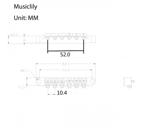 Musiclily M205BK Бридж Tune-O-Matic для Gibson Les Paul, черный