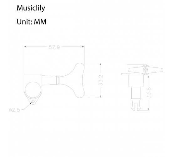 Musiclily M177-4 Колки для бас-гитары, 4л, хром
