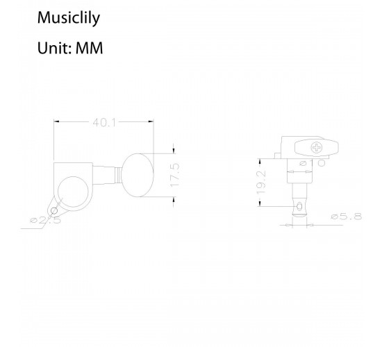 Musiclily MX0695-6 Колки для гитары, 6л, черные