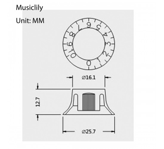 Musiclily MX0614 Ручка потенциометра Gibson Style, метрическая, прозрачная, 1 шт