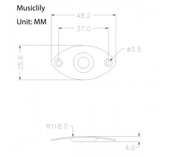 Musiclily MX0170 Накладка выходного разъема гитары, овальная, золото