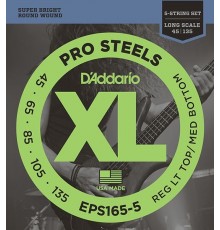 D'Addario EPS165-5 ProSteels Комплект струн для 5-струнной бас-гитары, Custom Light, 45-135