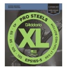 D'Addario EPS165-5 ProSteels Комплект струн для 5-струнной бас-гитары, Custom Light, 45-135