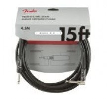Fender 15' Professional Angle INST CBL BLK инструментальный кабель, черный, длина 4.5м, прям/углов.