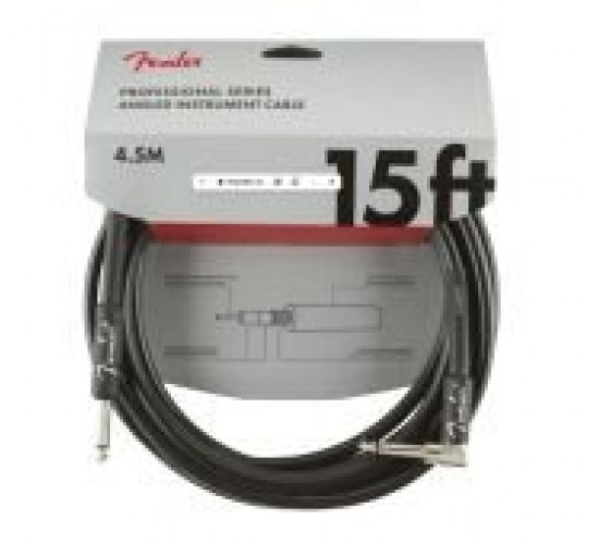 Fender 15' Professional Angle INST CBL BLK инструментальный кабель, черный, длина 4.5м, прям/углов.