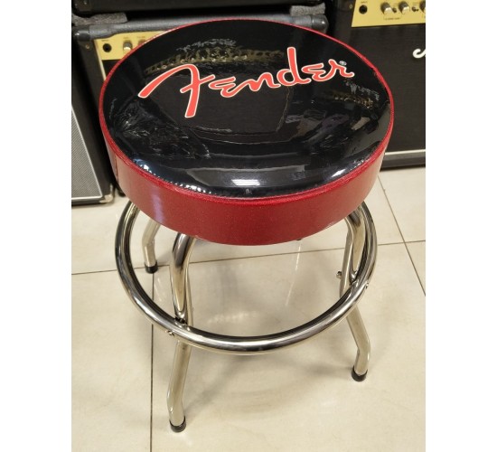 Fender Red Sparkle Logo Barstool 24 стул для гитариста, черный с красными блестками USED