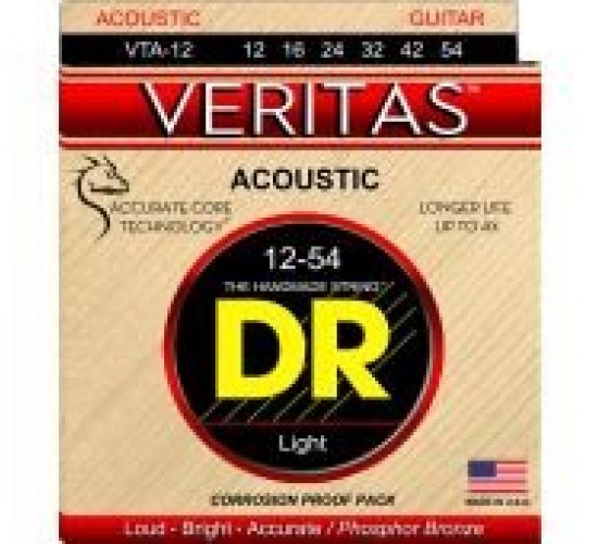 DR VTA-12 Veritas Комплект струн для акустической гитары, фосфорная бронза, 12-54