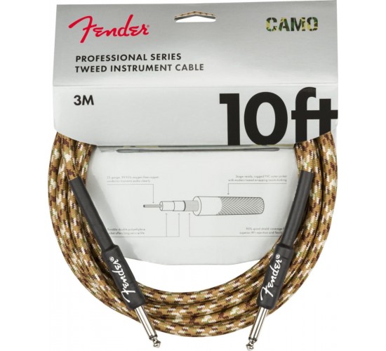 Fender 10' Professional Inst CBL Desert Camo инструментальный кабель, светло-коричневый твид, длина 3м