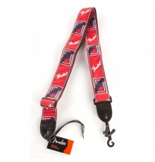 Fender 2` Monogrammed Red/White/Black ремень для гитары красный с белым логотипом Fender