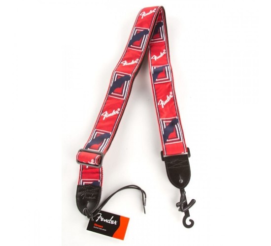 Fender 2` Monogrammed Red/White/Black ремень для гитары красный с белым логотипом Fender