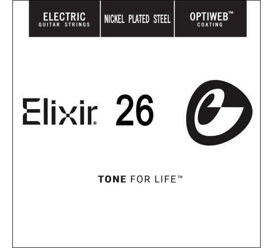 Elixir 16226 Optiweb одиночная струна для электрогитары, никель, .026