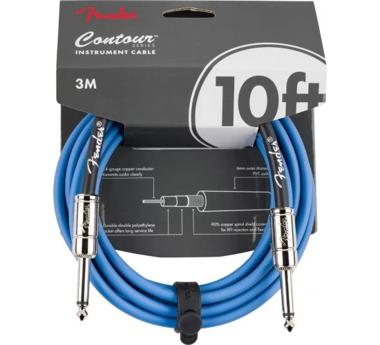 Fender 10' Contour Instrument Cable Lake Placid Blue Инструментальный кабель, 3 м