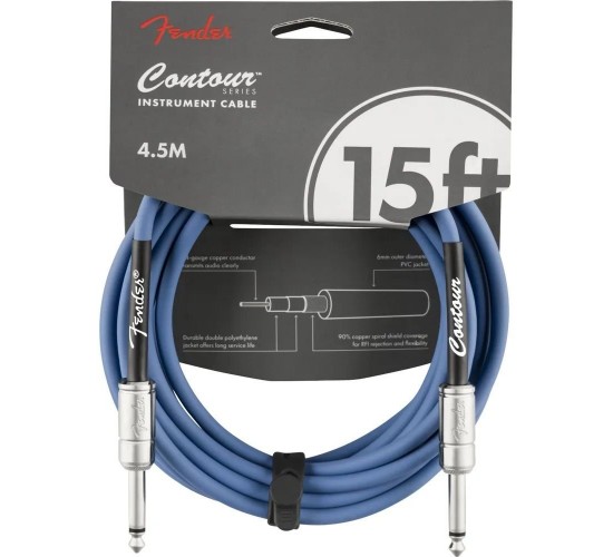 Fender 15' Contour Instrument Cable Lake Placid Blue Инструментальный кабель, 4,5 м