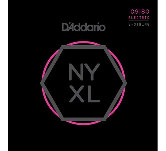 D'Addario NYXL0980 Комплект струн для 8-струнной электрогитары, Super Light, 09-80