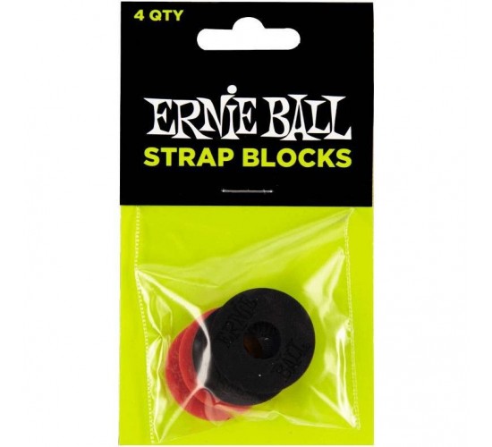 Ernie Ball 4603 резиновые фиксаторы ремня (страплок), 4 шт. (2 красных и 2 чёрных)