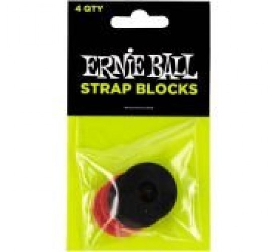 Ernie Ball 4603 резиновые фиксаторы ремня (страплок), 4 шт. (2 красных и 2 чёрных)