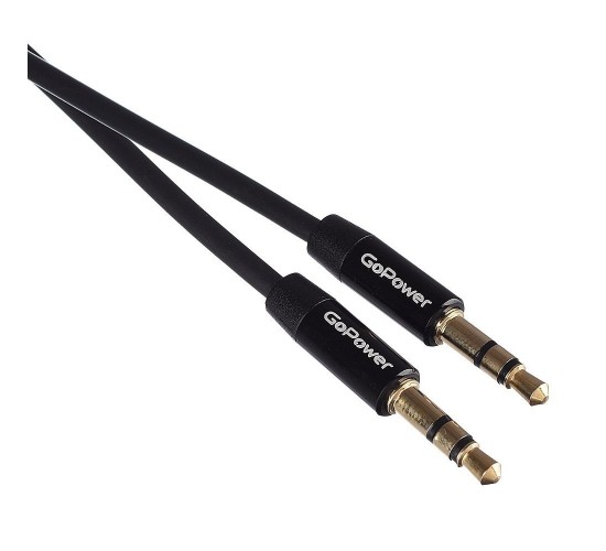 GoPower 00-00027478 Кабель AUX 3.5мм (m)- 3.5мм (m), 1.0м, TPE черный, в пакете