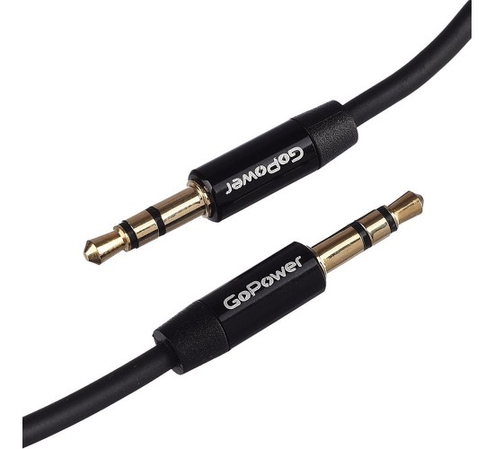 GoPower 00-00027479 Кабель AUX 3.5мм (m)- 3.5мм (m), 1.5м, TPE черный, в пакете