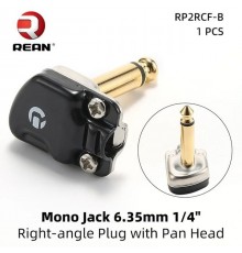 Rean RP2RCF-B кабельный разъем Jack 6.3мм TS (моно) штекер, угловой, металический черненый корпус