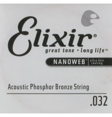 Elixir 14132 NANOWEB отдельная струна для акустической гитары, фосфорная бронза, .032