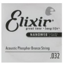 Elixir 14132 NANOWEB отдельная струна для акустической гитары, фосфорная бронза, .032