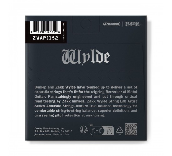Dunlop ZWAP1152 Zakk Wylde Комплект струн для акустической гитары, 11-52
