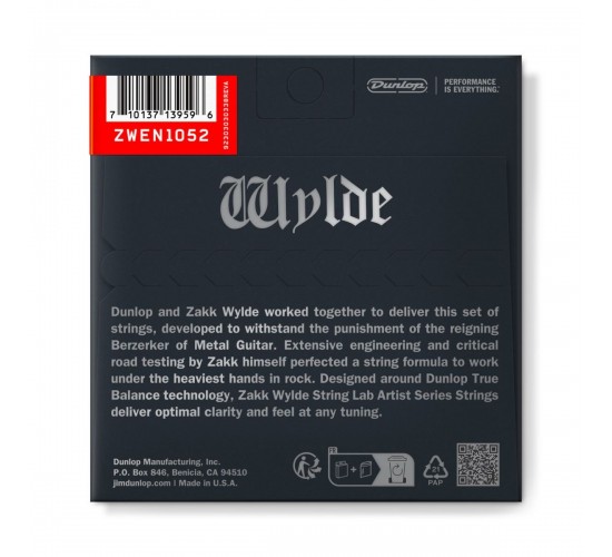 Dunlop ZWEN1052 Zakk Wylde Комплект струн для электрогитары, никелированные, 10-52