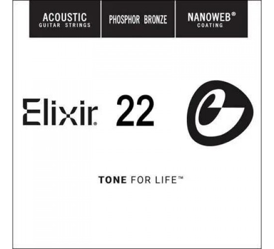 Elixir 14122 NANOWEB отдельная струна для акустической гитары, фосфорная бронза, .022