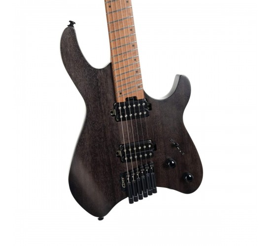 Cort Space-G6MS-SGTK Электрогитара безголовая, цвет Trans Black, с чехлом